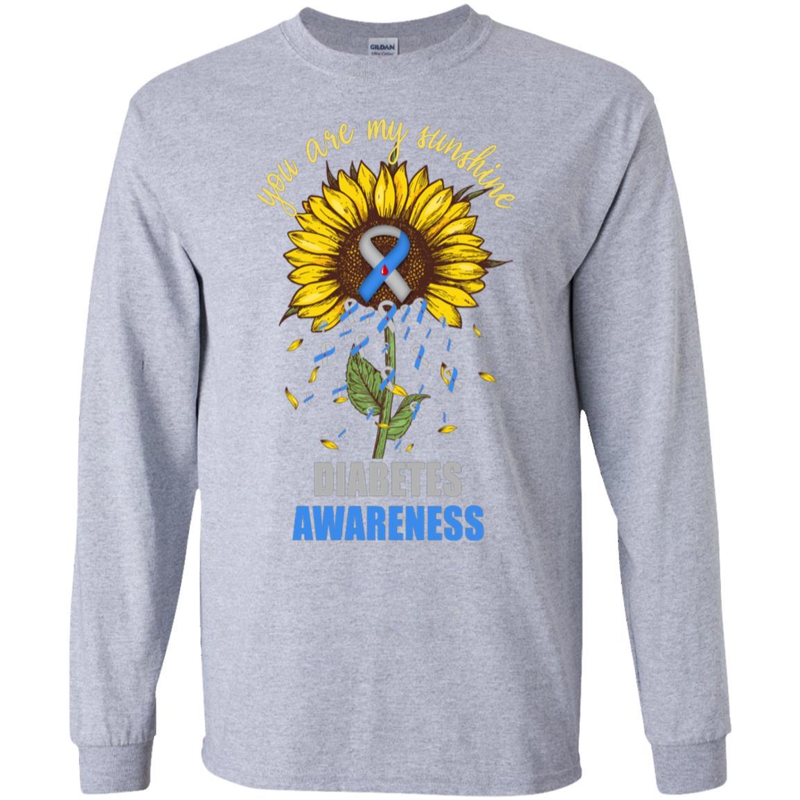 You Are My Sunshine Diabetes Awareness-T-Shirt & Hoodie-Long Sleeve T-Shirt-Sport Grey