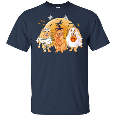 Golden Retriever Mummy Witch Dog Moon Ghosts Halloween-T-Shirt & Hoodie-Classic T-Shirt-Navy