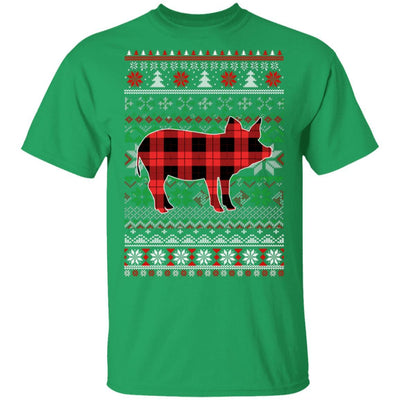 Pig Red Plaid Ugly Christmas Sweater Funny Gifts-T-Shirt & Sweatshirt-Classic T-Shirt-Irish Green