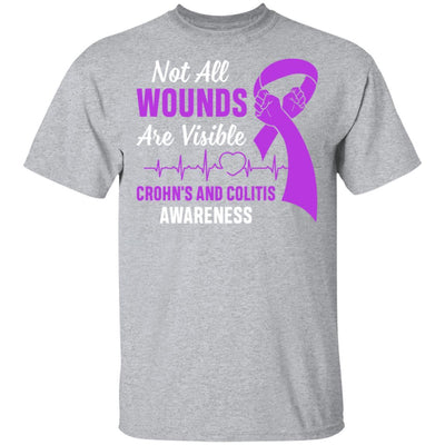 Crohn's And Colitis Awareness Not All Wounds Are Visible-T-Shirt & Hoodie-Classic T-Shirt-Sport Grey
