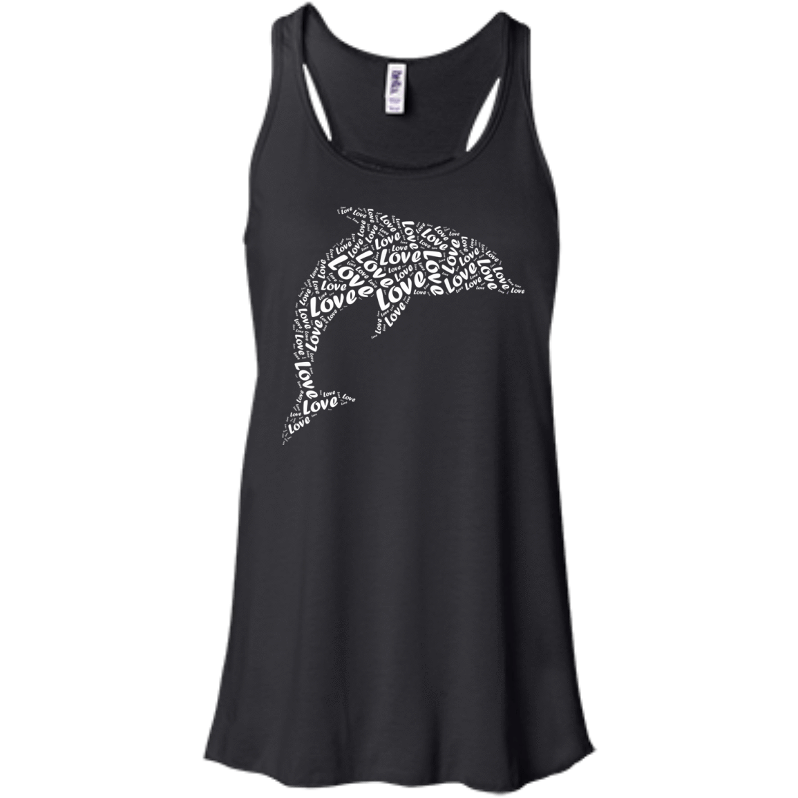 I Love Dolphin-T-Shirt & Hoodie-Women's Flowy Racerback Tank-Black