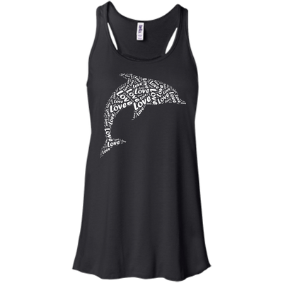 I Love Dolphin-T-Shirt & Hoodie-Women's Flowy Racerback Tank-Black