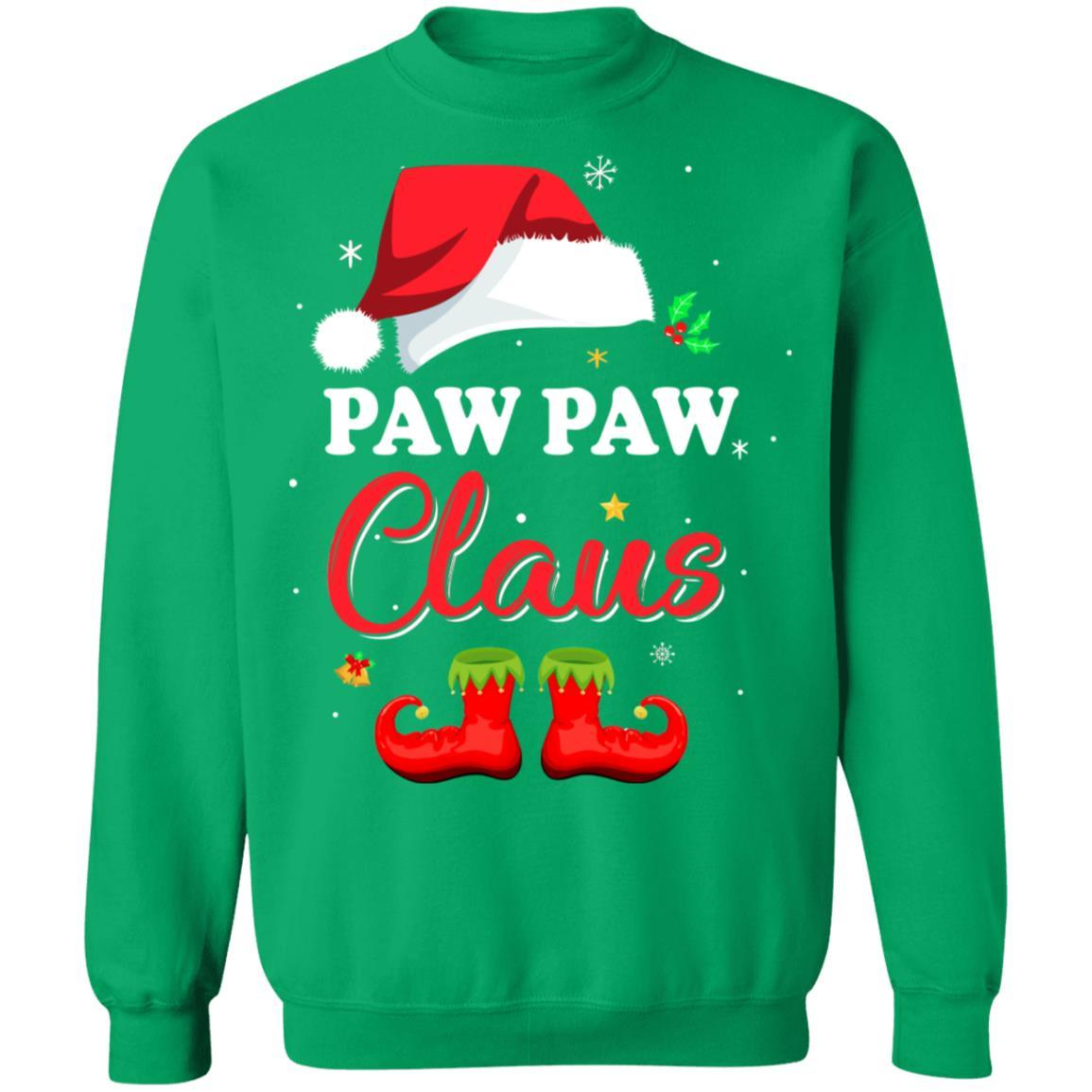 Santa Paw Paw Claus Matching Family Pajamas Christmas Gifts-T-Shirt & Sweatshirt-Crewneck Sweatshirt-Irish Green