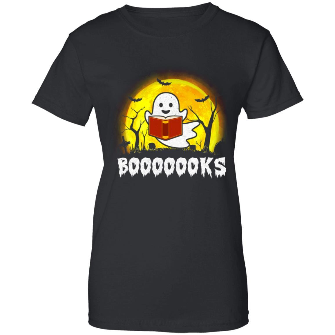 Funny Ghost Booooooks Read Books Boo Halloween Gift-T-Shirt & Hoodie-Women's T-Shirt-Black