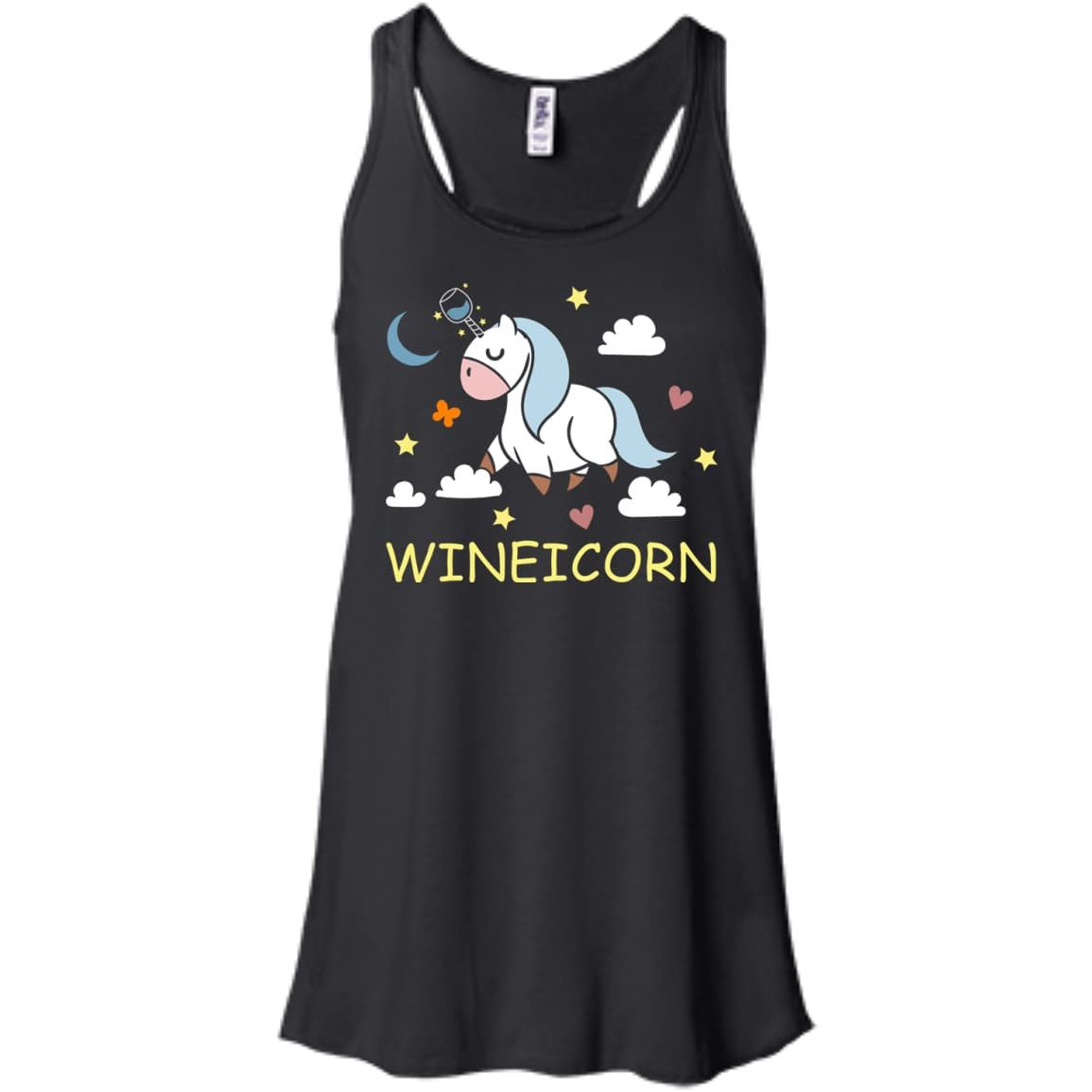 Funny Wine Unicorn Wineicorn-T-Shirt & Hoodie-Women's Flowy Racerback Tank-Black