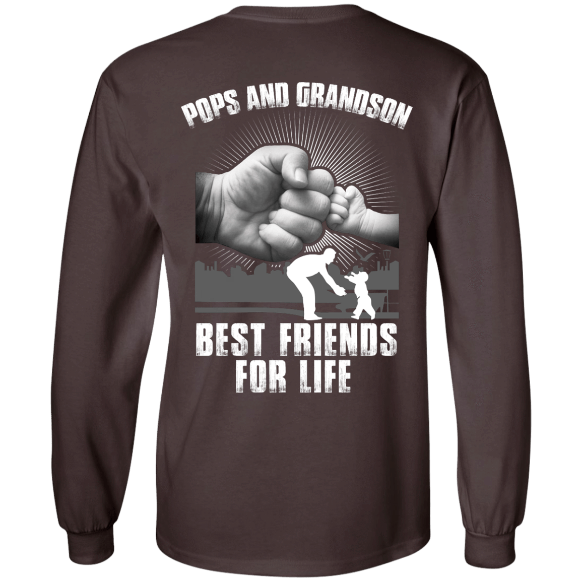 Pops And Grandson Best Friends For Life-T-Shirt & Hoodie-Long Sleeve T-Shirt-Dark Chocolate