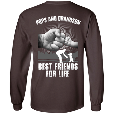Pops And Grandson Best Friends For Life-T-Shirt & Hoodie-Long Sleeve T-Shirt-Dark Chocolate