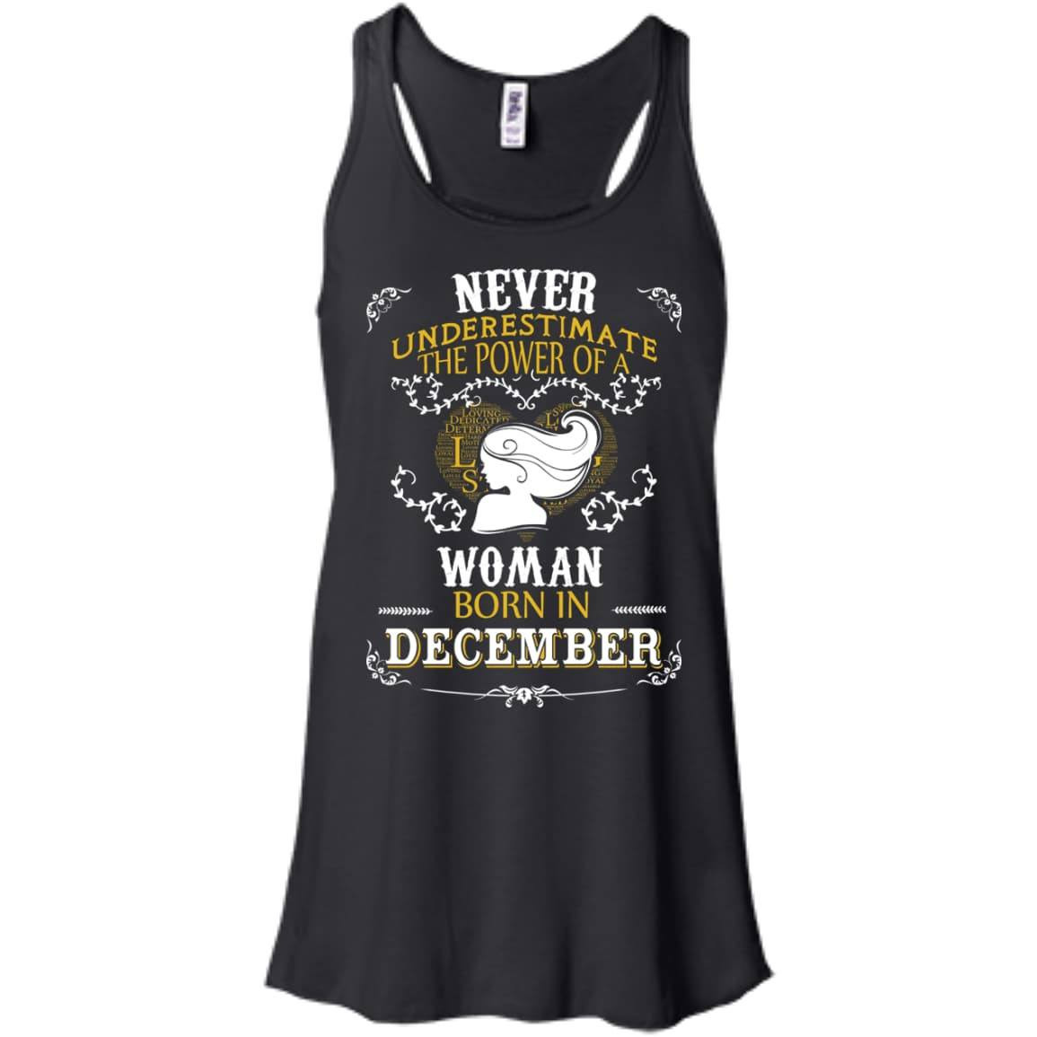 A Woman Born In DECEMBER-T-Shirt & Hoodie-Women's Flowy Racerback Tank-Black