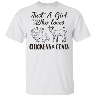 Just A Girl Who Loves Chickens And Goats Farmer Girls Gift-T-Shirt & Hoodie-Classic T-Shirt-White