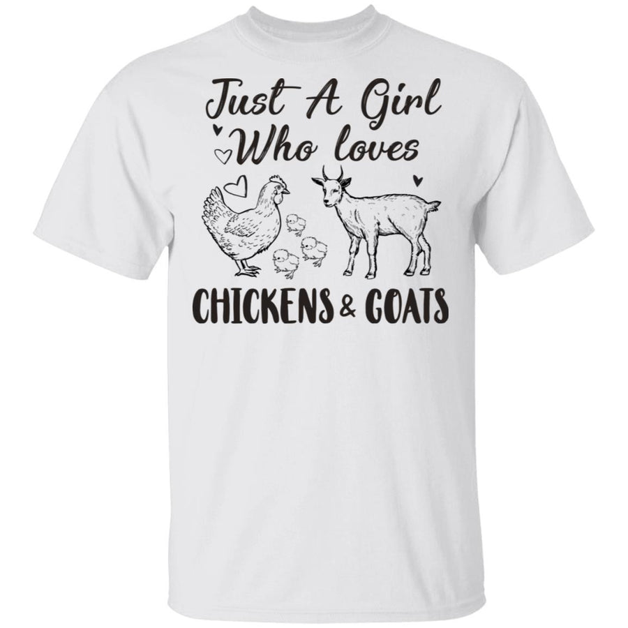 Just A Girl Who Loves Chickens And Goats Farmer Girls Gift-T-Shirt & Hoodie-Classic T-Shirt-White