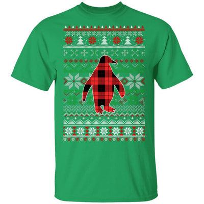 Penguin Red Plaid Ugly Christmas Sweater Funny Gifts-T-Shirt & Sweatshirt-Classic T-Shirt-Irish Green