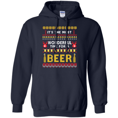 It's The Most Wonderful Time For A Beer Ugly Sweater-T-Shirt & Hoodie-Pullover Hoodie-Navy