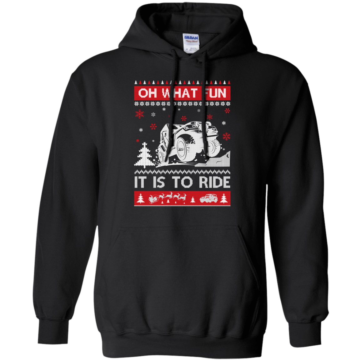Jeep Sweater Christmas Oh What Fun It Is To Ride-T-Shirt & Hoodie-Pullover Hoodie-Black