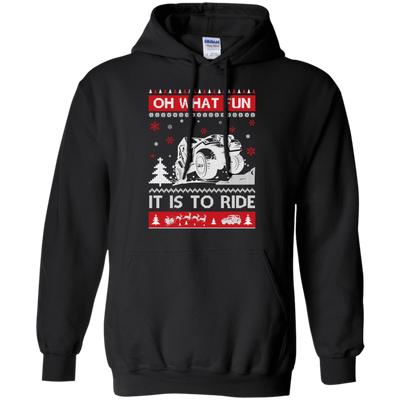 Jeep Sweater Christmas Oh What Fun It Is To Ride-T-Shirt & Hoodie-Pullover Hoodie-Black
