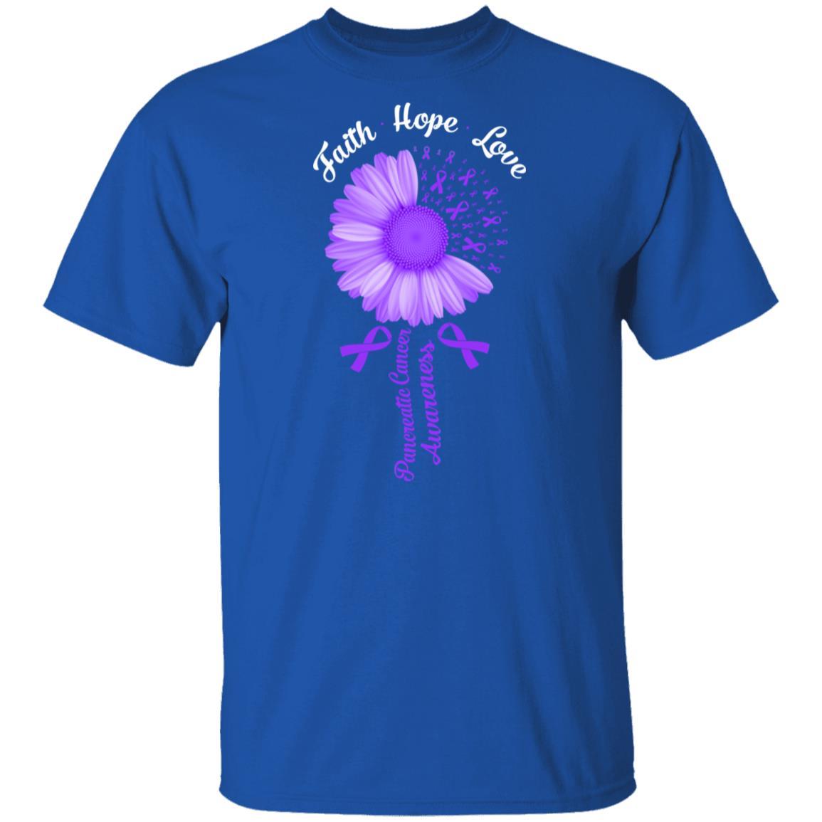 Faith Hope Love Purple Ribbon Pancreatic Cancer Awareness-T-Shirt & Hoodie-Classic T-Shirt-Royal
