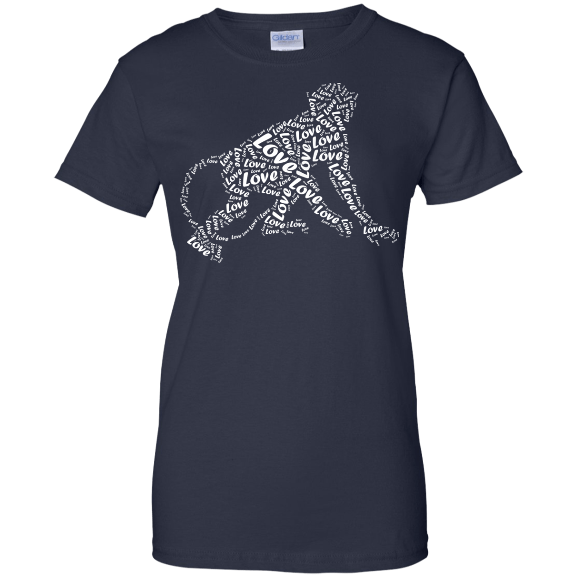 I Love Monkey T-Shirt Word Graphic Tee-T-Shirt & Hoodie-Women's T-Shirt-Navy