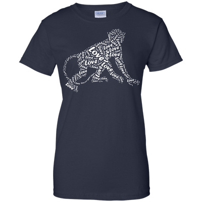 I Love Monkey T-Shirt Word Graphic Tee-T-Shirt & Hoodie-Women's T-Shirt-Navy