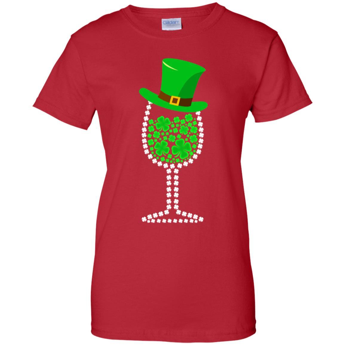 Shamrock Wine Glass Top Hat St Patrick's Day Gift-T-Shirt & Hoodie-Women's T-Shirt-Red