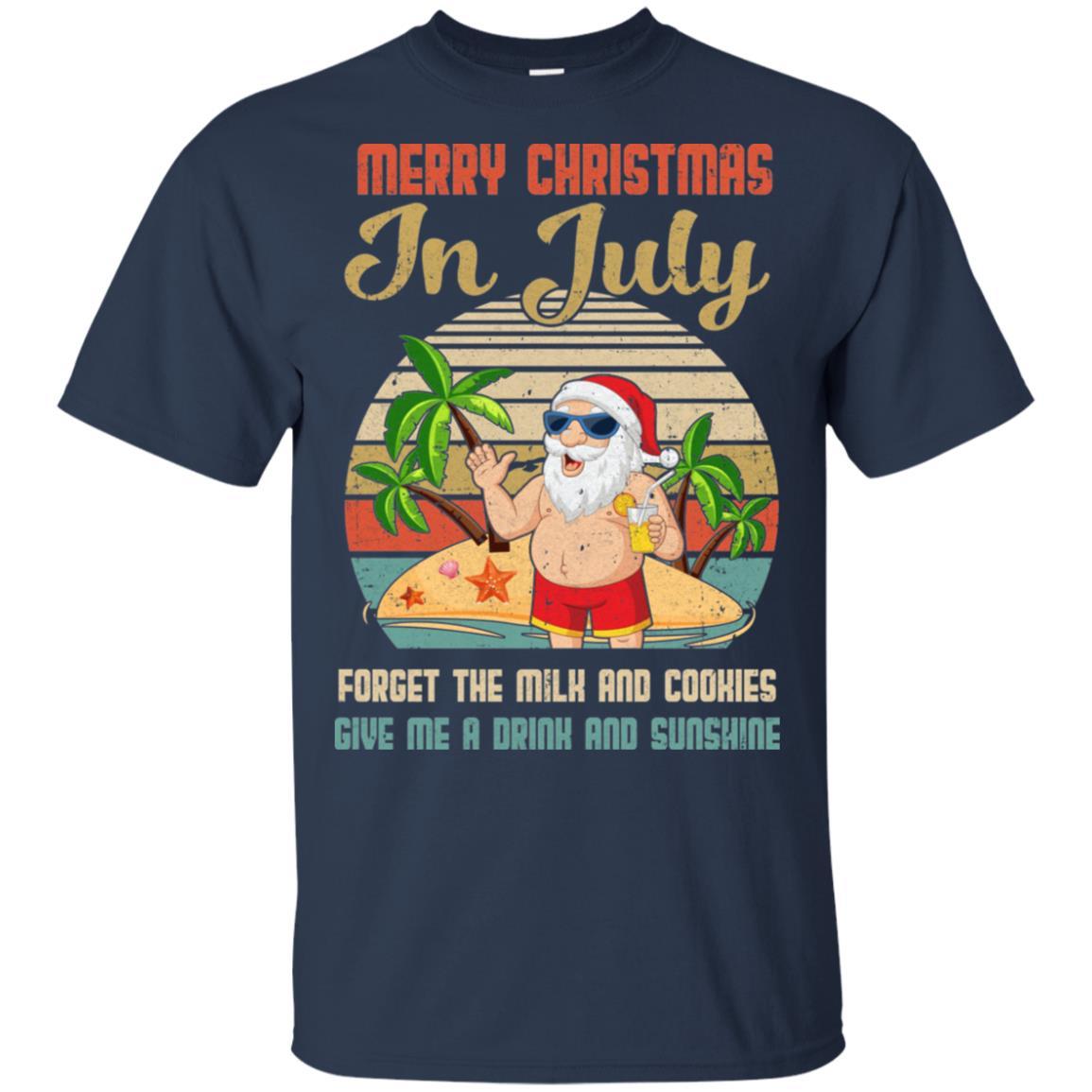 Funny Vintage Retro Santa Merry Christmas In July Gift-T-Shirt & Tank Top-Classic T-Shirt-Navy