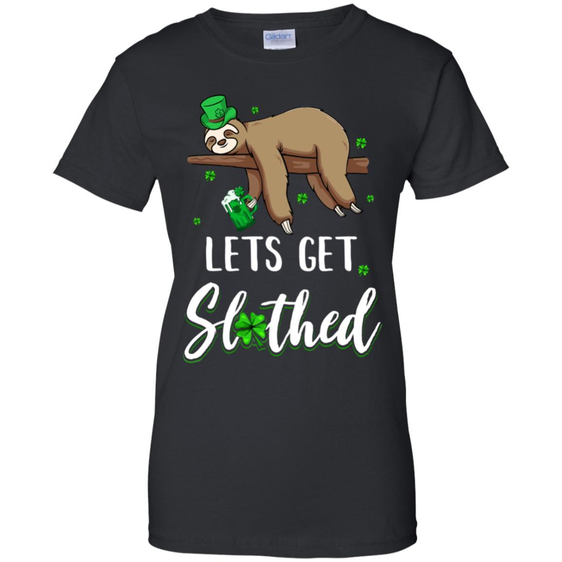 Funny Let's Get Slothed Irish Sloth St Patricks Day-T-Shirt & Hoodie-Women's T-Shirt-Black