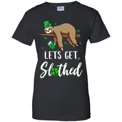 Funny Let's Get Slothed Irish Sloth St Patricks Day-T-Shirt & Hoodie-Women's T-Shirt-Black