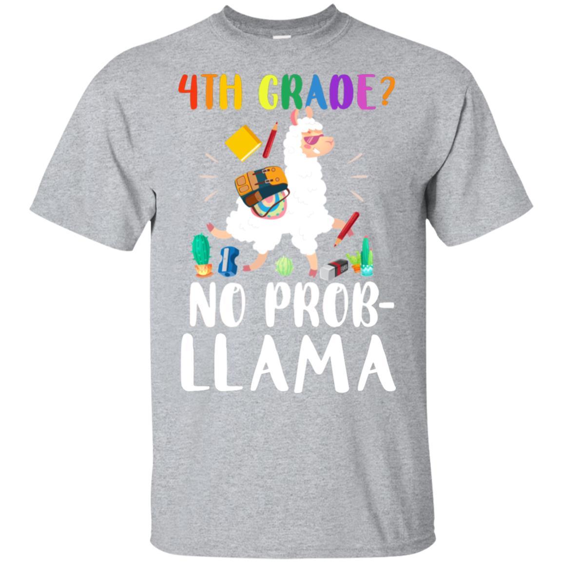 4th Grade No Prob Llama Funny First Day Of School-T-Shirt & Hoodie-Classic T-Shirt-Sport Grey