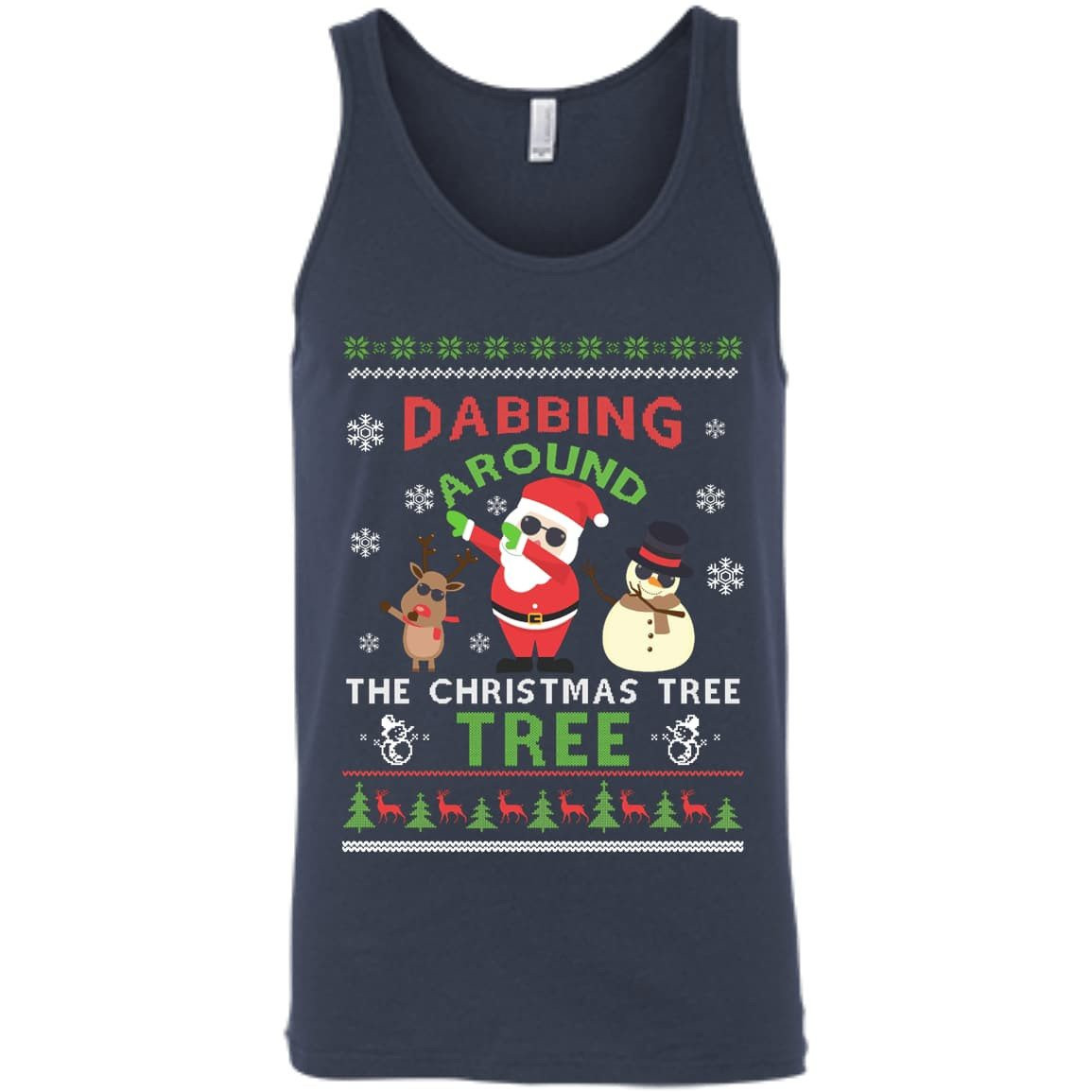 Dabbing Around The Christmas Tree Ugly Sweater-T-Shirt & Hoodie-Unisex Tank-Navy