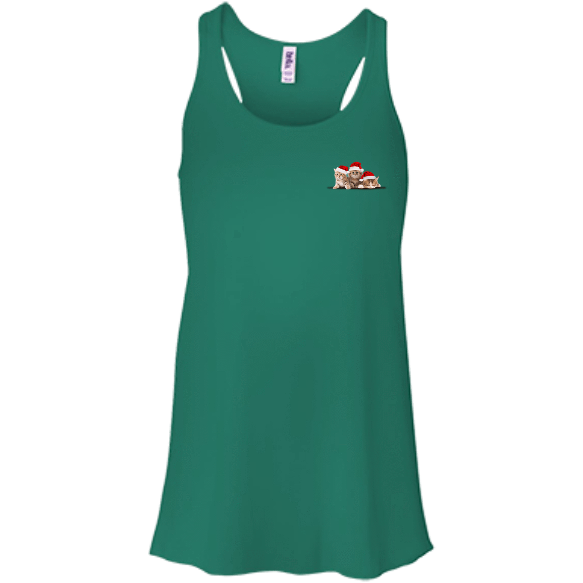 Kitten In A Pocket Cute Cat Christmas-T-Shirt & Hoodie-Women's Flowy Racerback Tank-Kelly