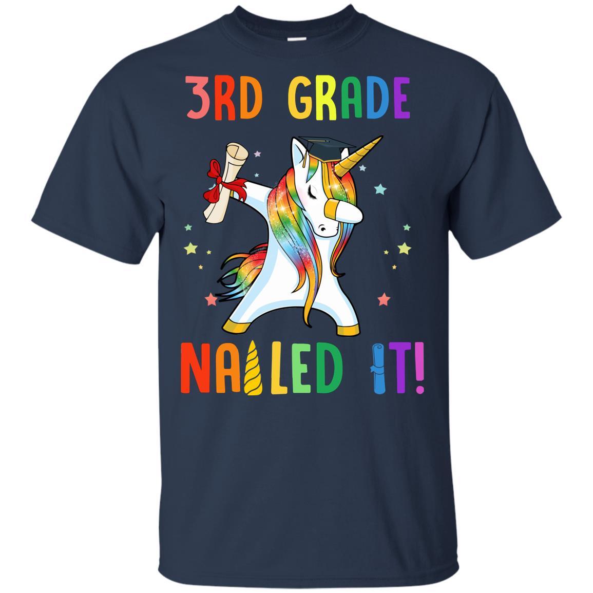 Dabbing 3rd Grade Unicorn Nailed It Graduation Class Of 2021 Youth-Youth Shirt-Youth T-Shirt-Navy