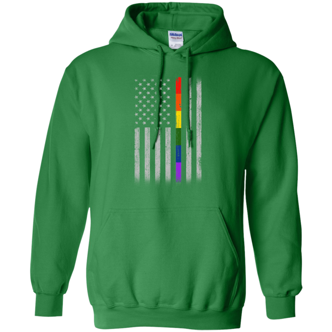Rainbow Lesbian Gay Pride LGBT America Flag-T-Shirt & Hoodie-Pullover Hoodie-Irish Green