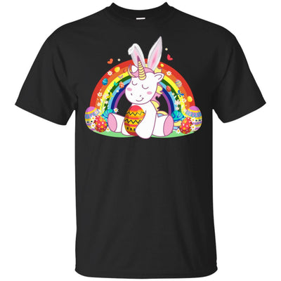 Unicorn Easter With Rainbow And Egg Youth-Youth Shirt-Youth T-Shirt-Black