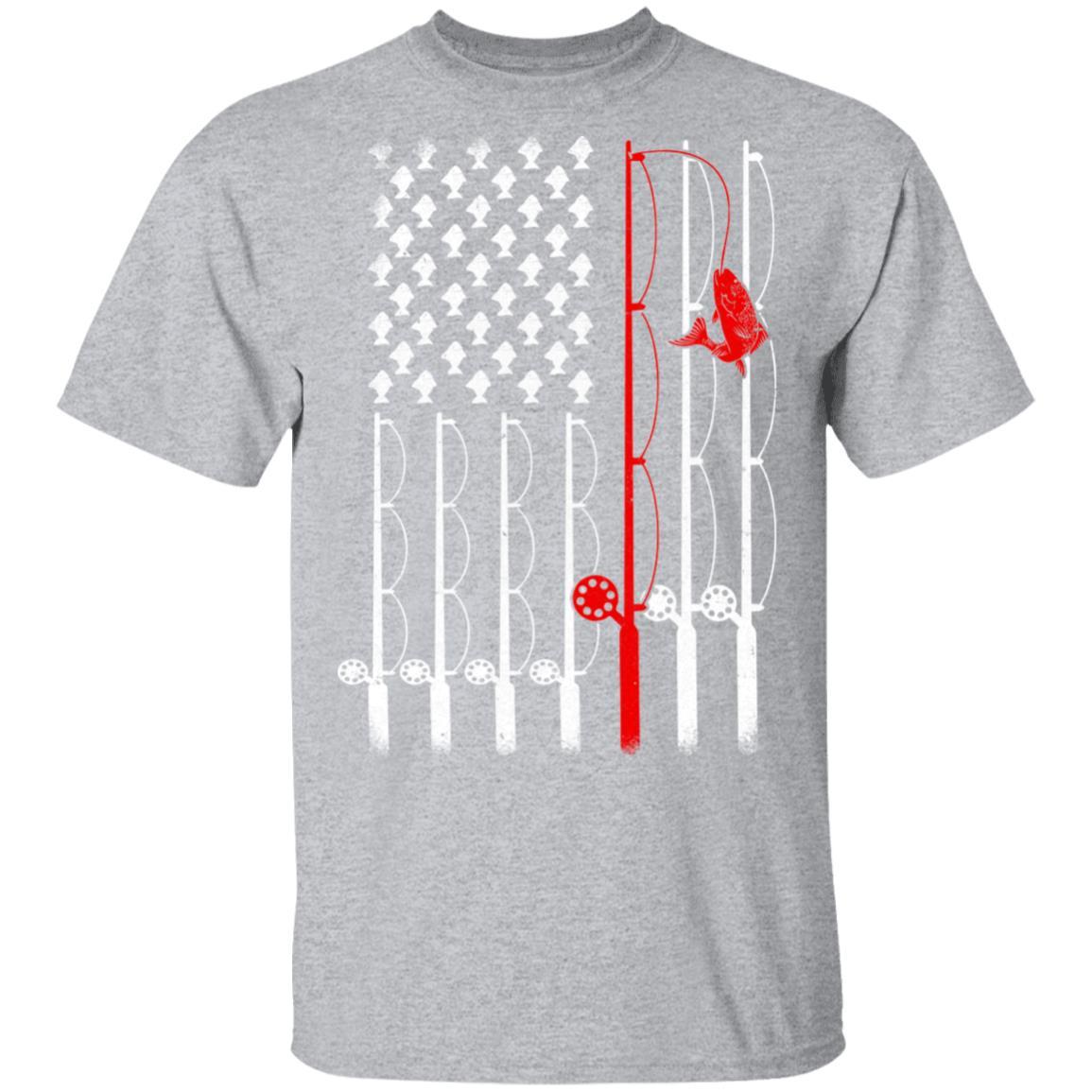 Vintage Fishing Clothes American Flag Bass Fishing-T-Shirt & Hoodie-Classic T-Shirt-Sport Grey