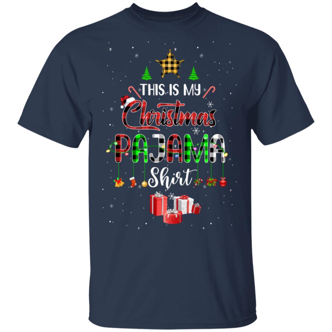 This Is My Christmas Pajama Family Matching Buffalo Plaid-T-Shirt & Sweatshirt-Classic T-Shirt-Navy