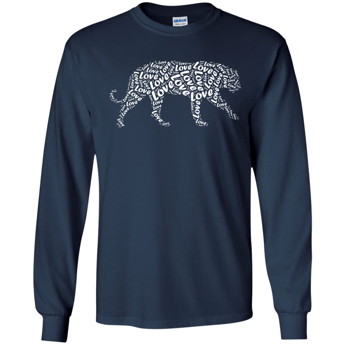 I Love Tiger T-Shirt Word Graphic Tee-T-Shirt & Hoodie-Long Sleeve T-Shirt-Navy