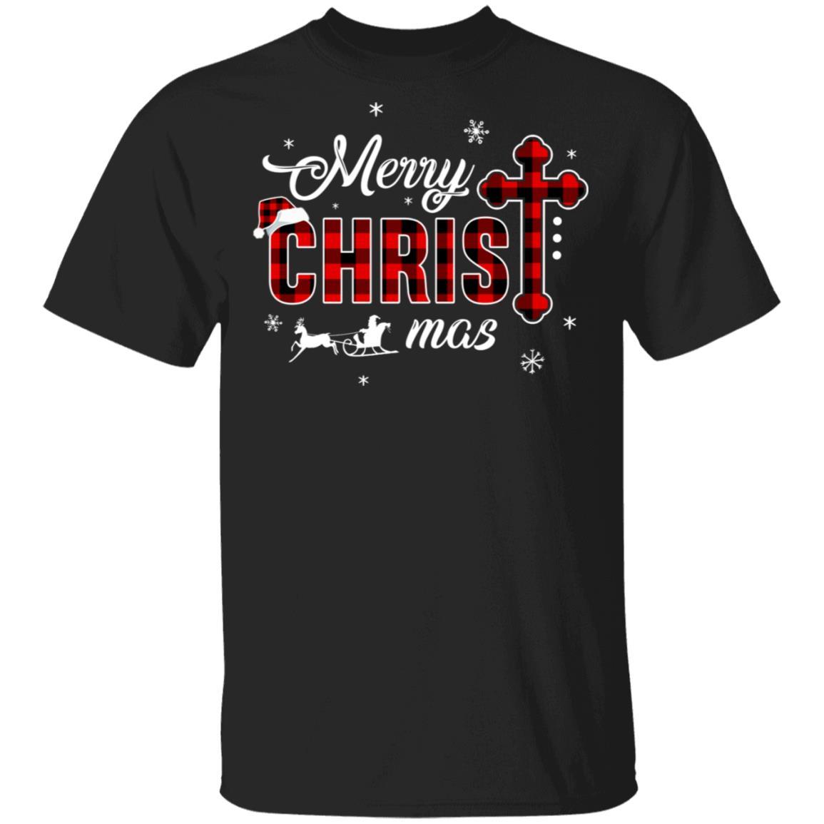 Merry Christmas Buffalo Plaid Cross Xmas Gift
