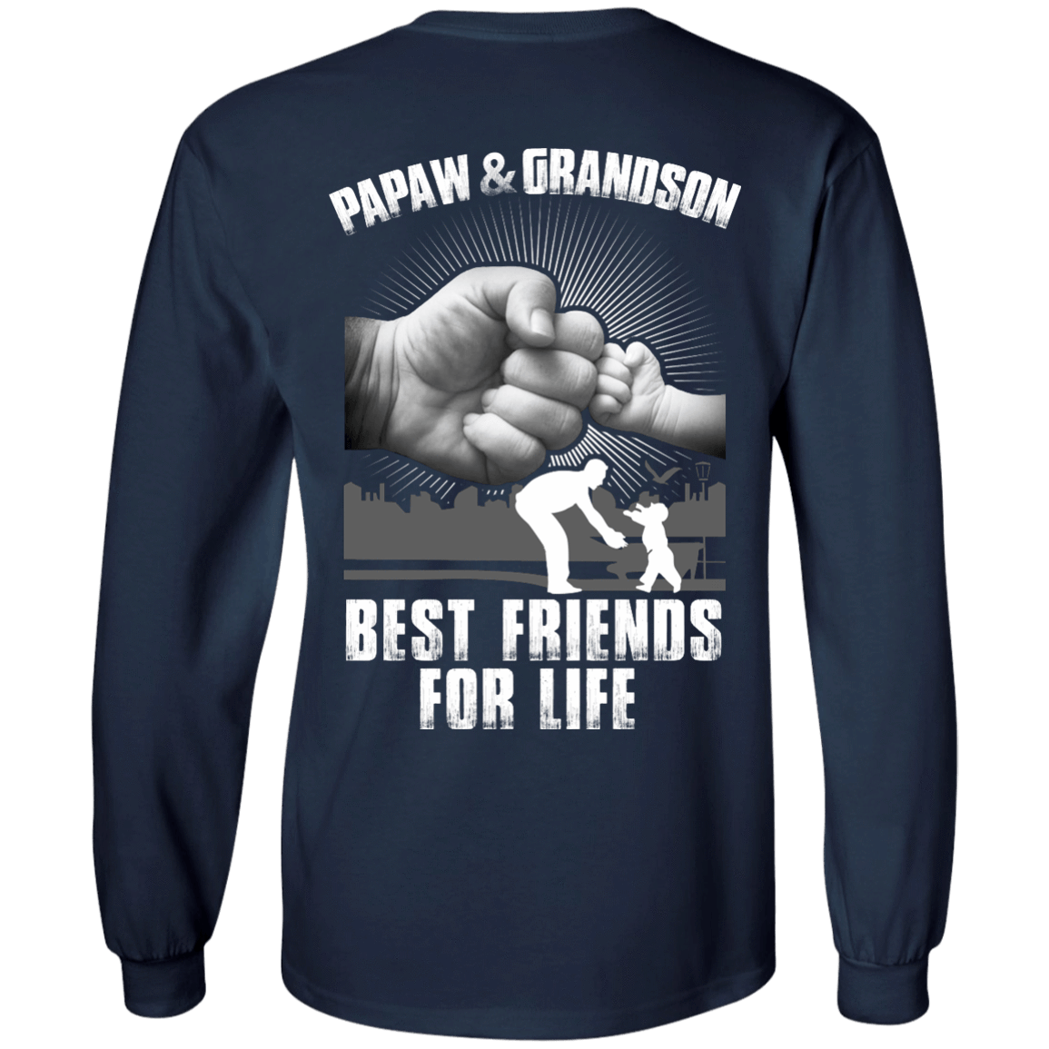 Papaw And Grandson Best Friends For Life-T-Shirt & Hoodie-Long Sleeve T-Shirt-Navy