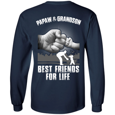 Papaw And Grandson Best Friends For Life-T-Shirt & Hoodie-Long Sleeve T-Shirt-Navy