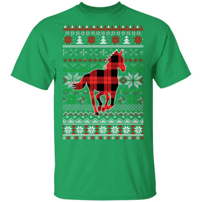 Horse Red Plaid Ugly Christmas Sweater Funny Gifts-T-Shirt & Sweatshirt-Classic T-Shirt-Irish Green