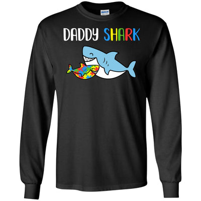 Daddy Shark Support Autism Awareness For Child-T-Shirt & Hoodie-Long Sleeve T-Shirt-Black