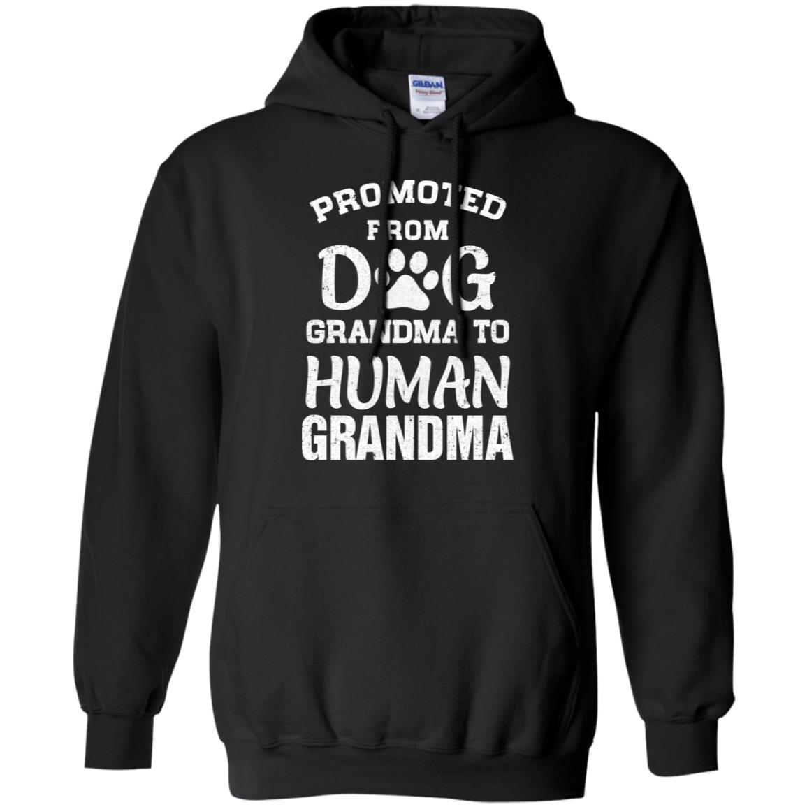 Promoted From Dog Grandma To Human Grandma Gifts-T-Shirt & Hoodie-Pullover Hoodie-Black