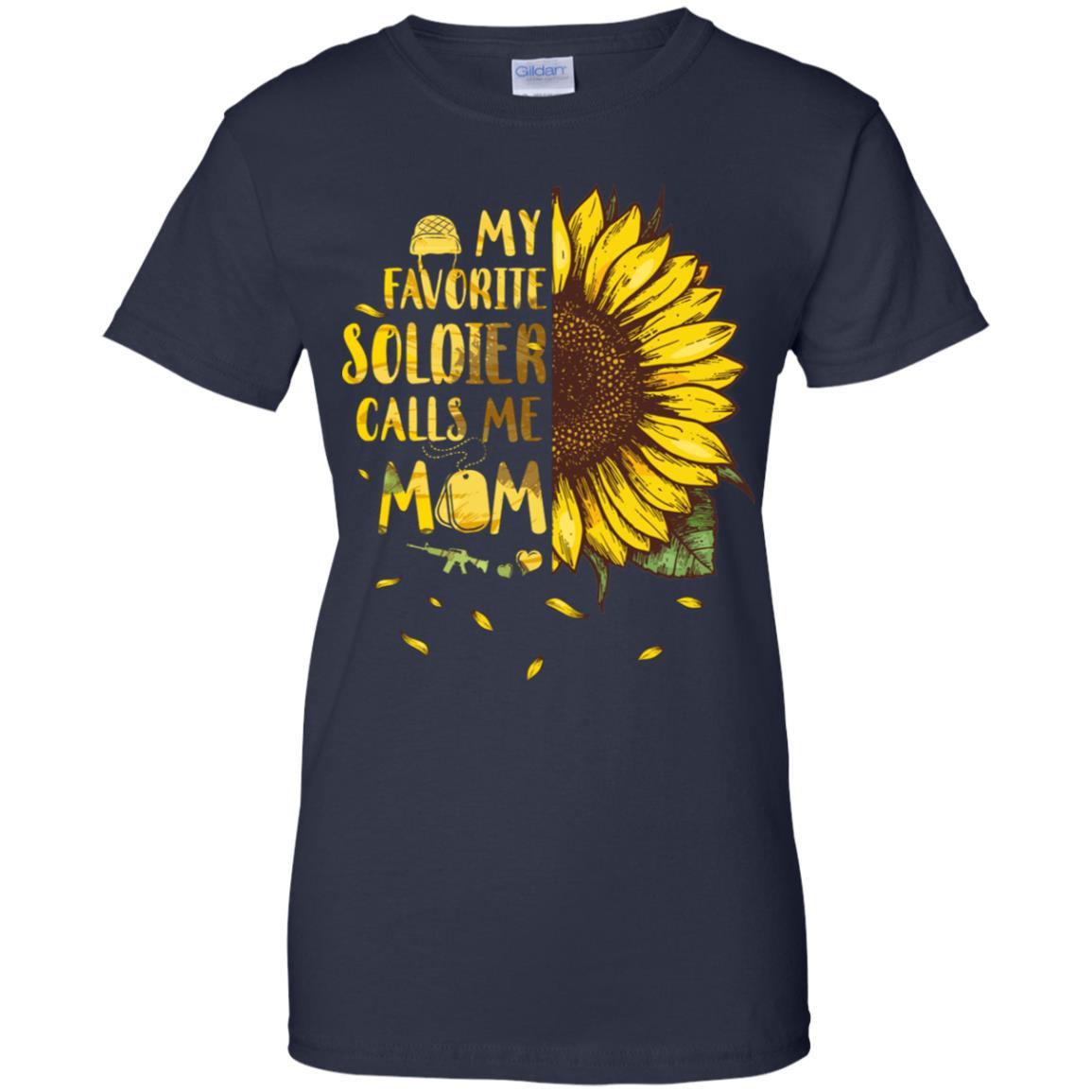 Sunflower My Favorite Soldier Calls Me Mom Mothers Day Gift-T-Shirt & Hoodie-Women's T-Shirt-Navy