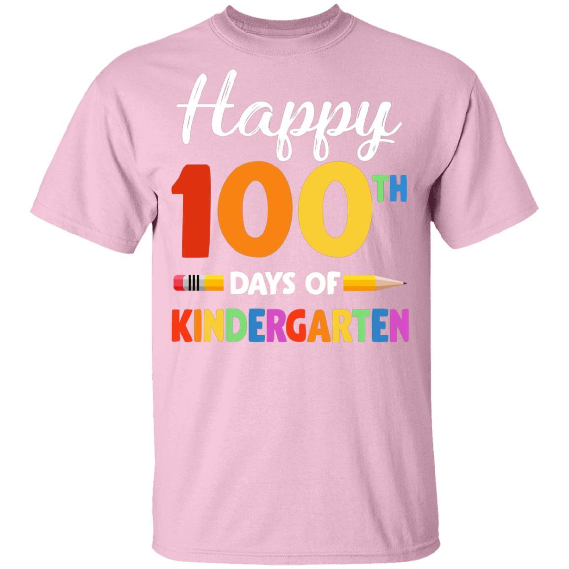 Happy 100Th Day Of Kindergarten Teacher Or Student Gift Youth-Youth Shirt-Youth T-Shirt-Light Pink