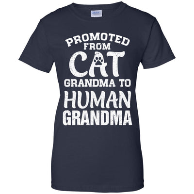 Promoted From Cat Grandma To Human Grandma Gifts-T-Shirt & Hoodie-Women's T-Shirt-Navy