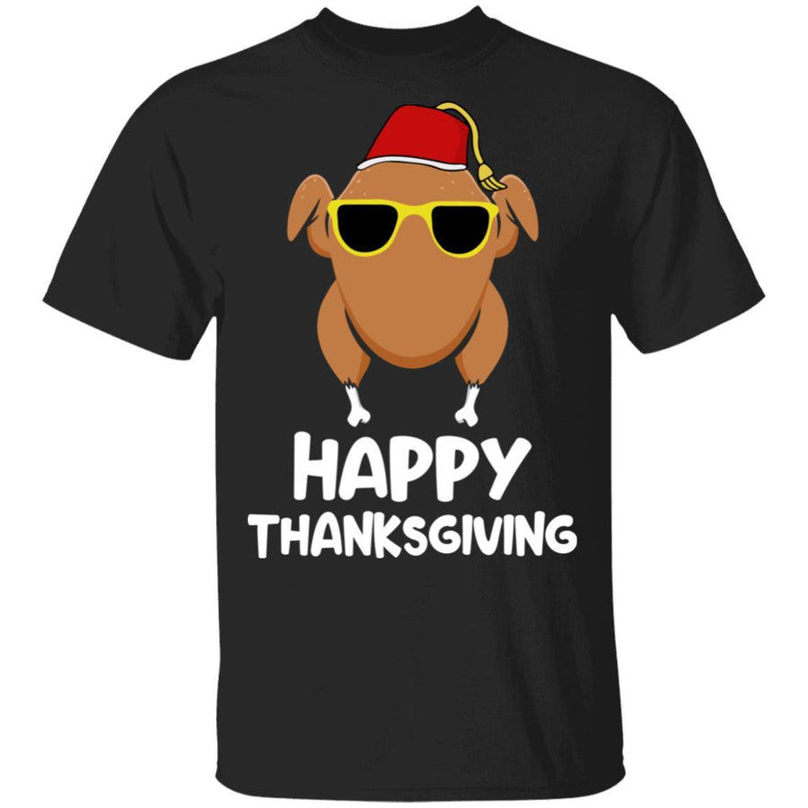 Turkey Head Happy Thanksgiving Glasses Red Hat Funny-T-Shirt & Sweatshirt-Classic T-Shirt-Black