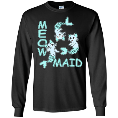 Funny Meowmaid Cat Mermaid-T-Shirt & Hoodie-Long Sleeve T-Shirt-Black