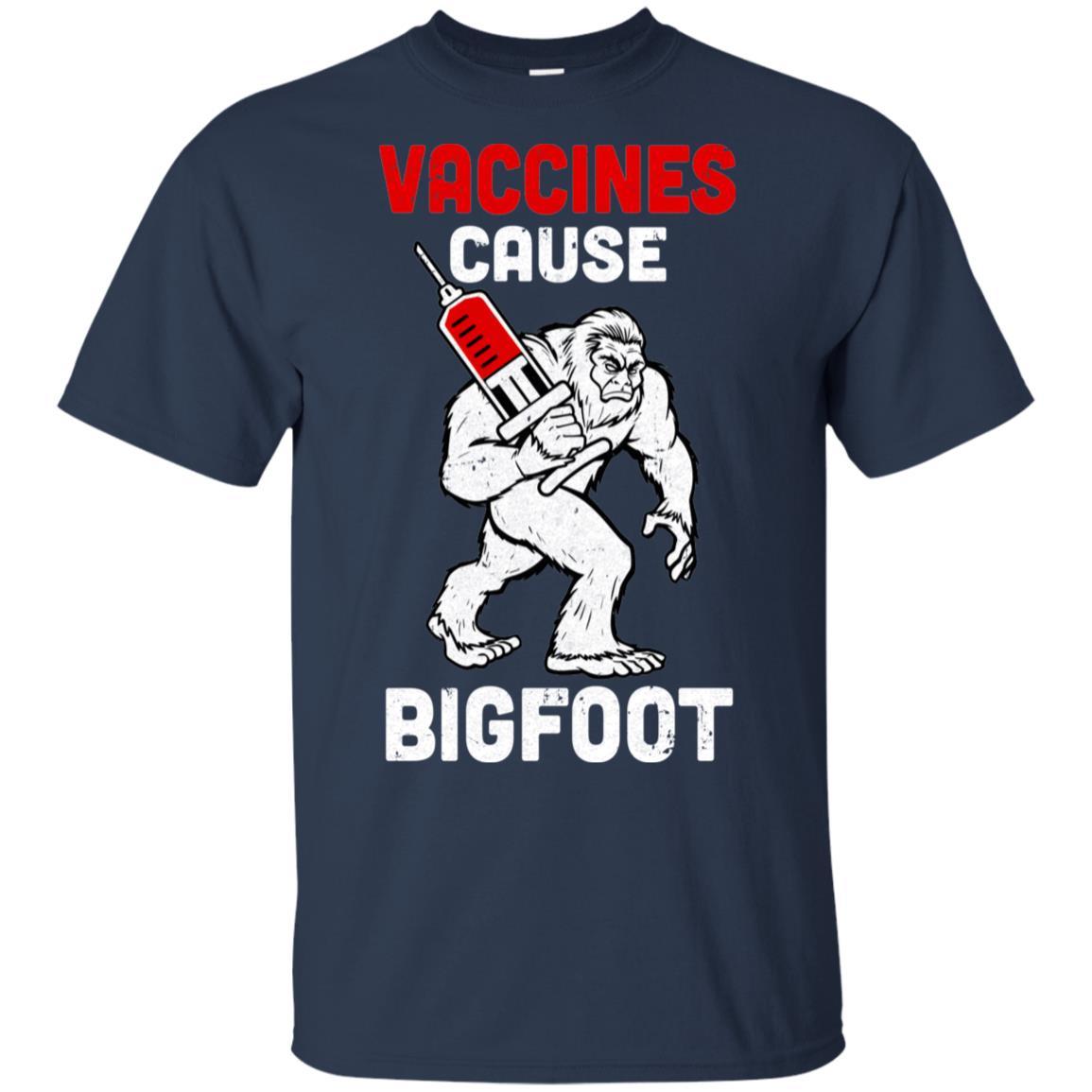 Vaccination Supporter Vaccines Cause Bigfoot-T-Shirt & Hoodie-Classic T-Shirt-Navy