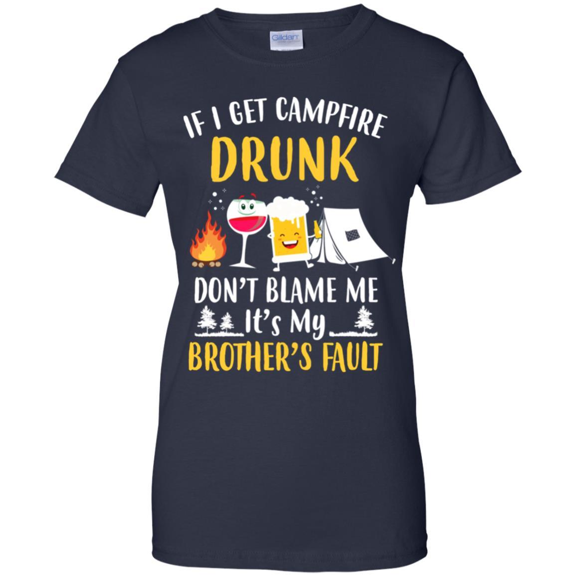 If I Get Campfire Drunk It's My Brother's Fault Camping-T-Shirt & Hoodie-Women's T-Shirt-Navy