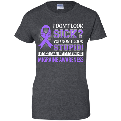 I Don't Look Sick Migraine Awareness-T-Shirt & Hoodie-Women's T-Shirt-Dark Heather