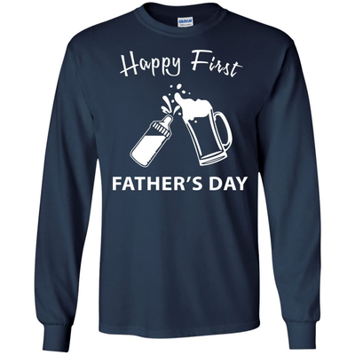 Happy First Father's Day-T-Shirt & Hoodie-Long Sleeve T-Shirt-Navy