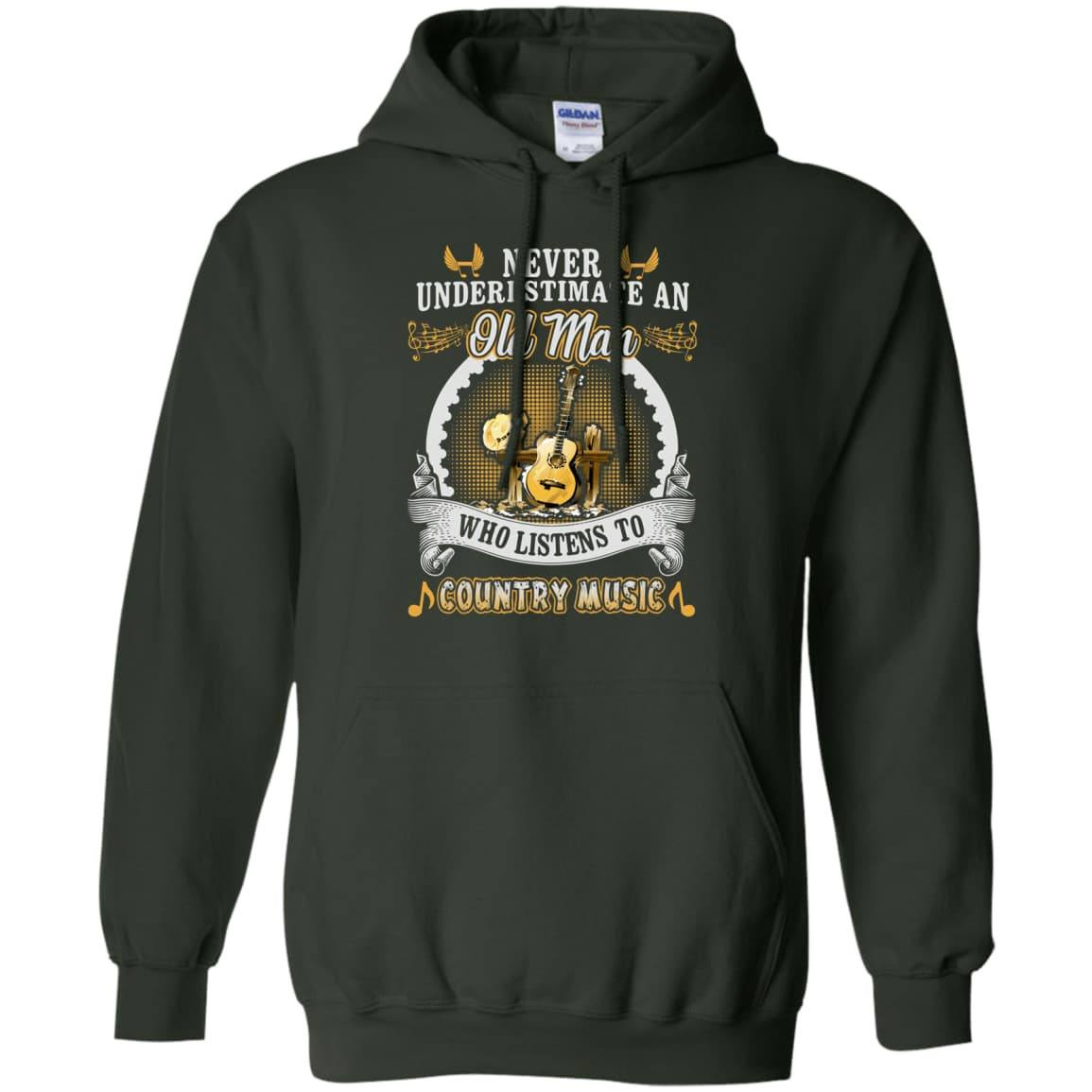 An Old Man Listen To Country Music-T-Shirt & Hoodie-Pullover Hoodie-Forest Green